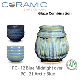 Blue Midnight PC-12 over Arctic Blue PC-21 Pottery Cone 5 Glaze Combination Blue Midnight PC-12 over Arctic Blue PC-21 Pottery Cone 5 Glaze Combination